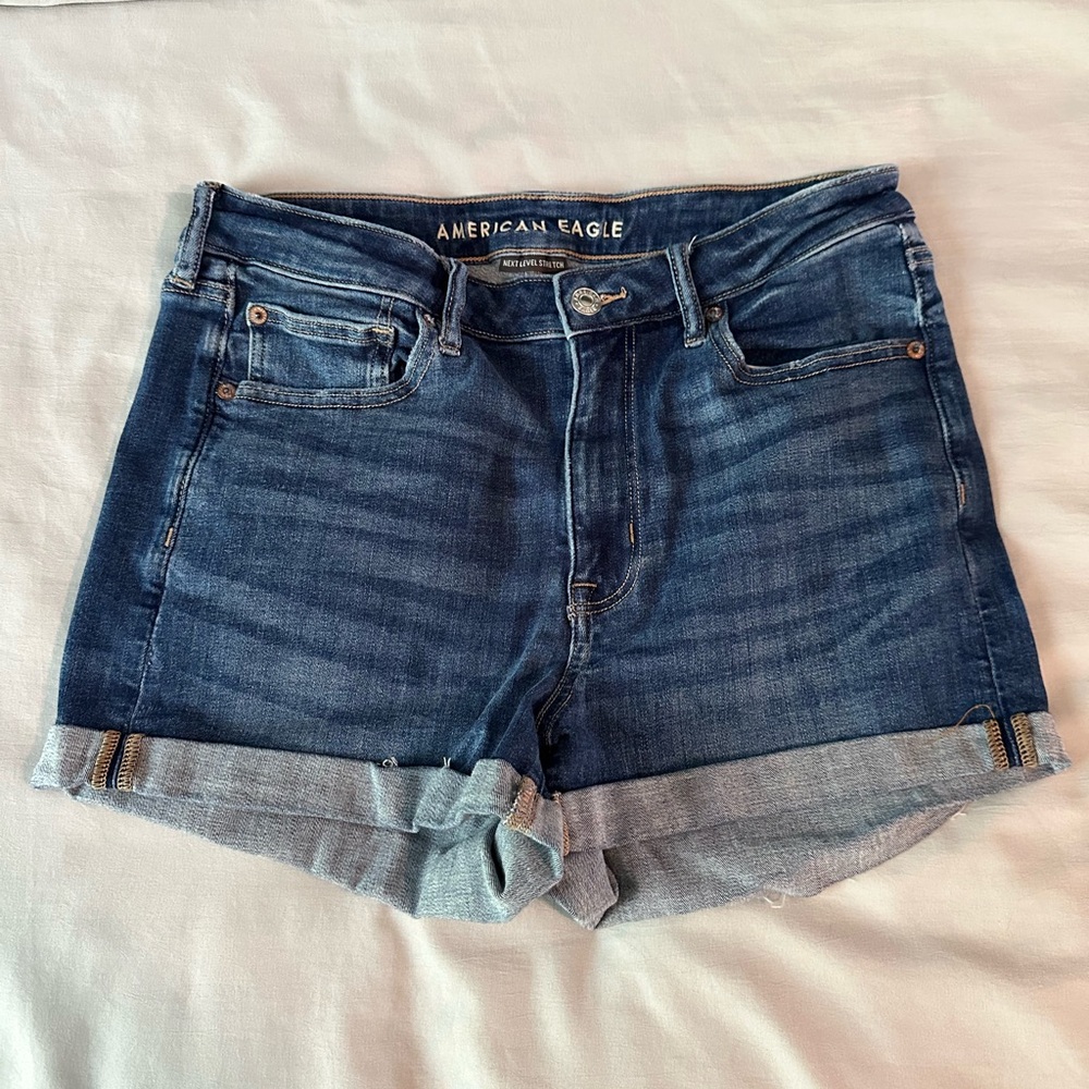 American Eagle Outfitters Blue Jean Shorts Next Level StretchDistressed Cut-Offs